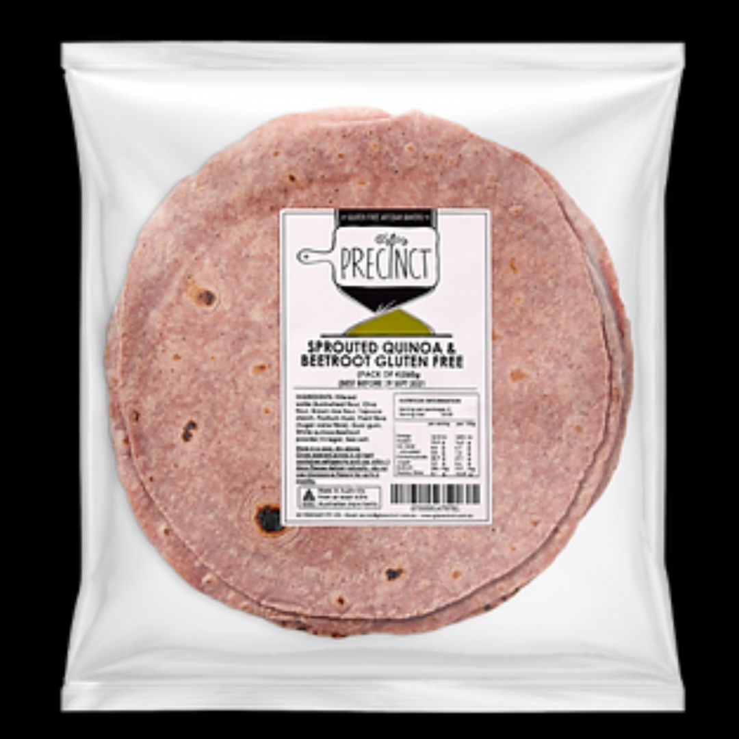 Sprouted quinoa & beetroot wraps